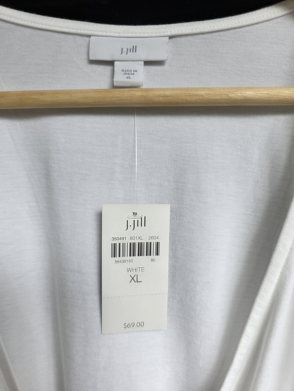 NWT J.Jill Cotton Blend Wrap V Neck Top White XL - Picture 8 of 8